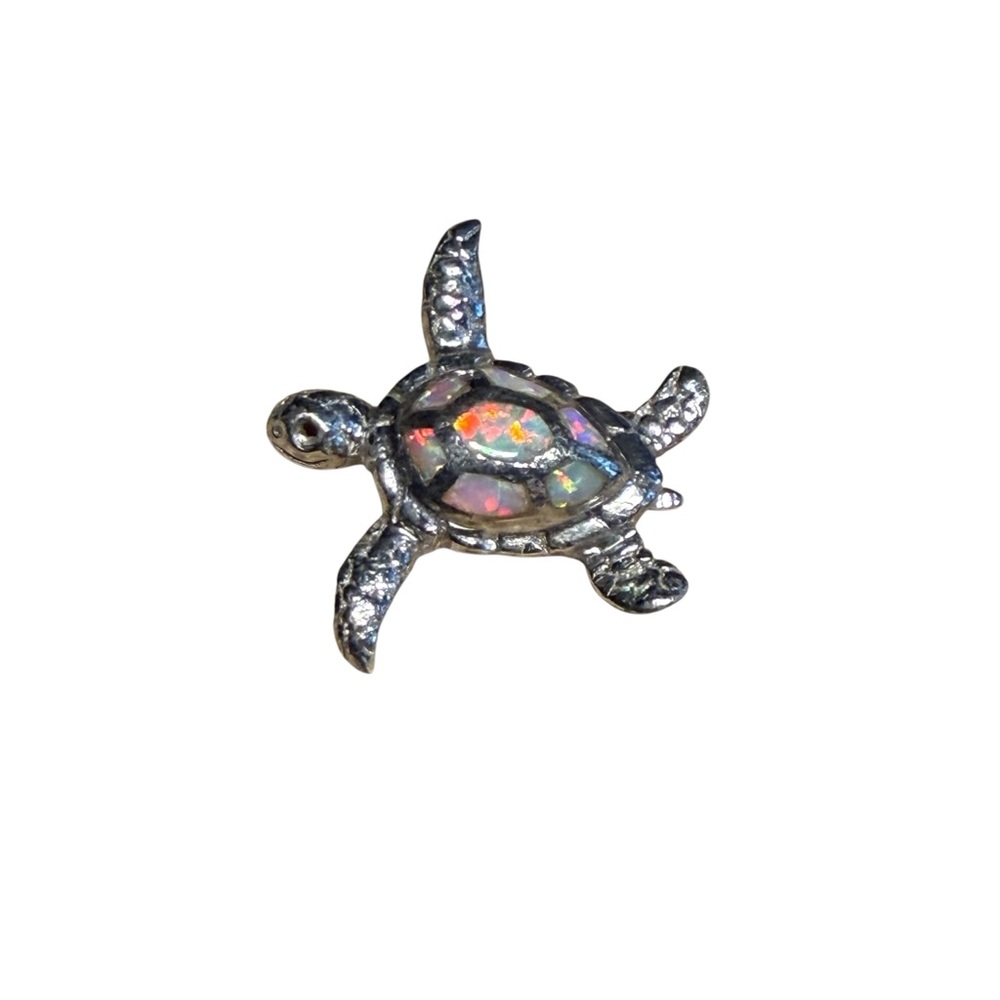 Sterling Silver Turtle Pendant With Opal Shell